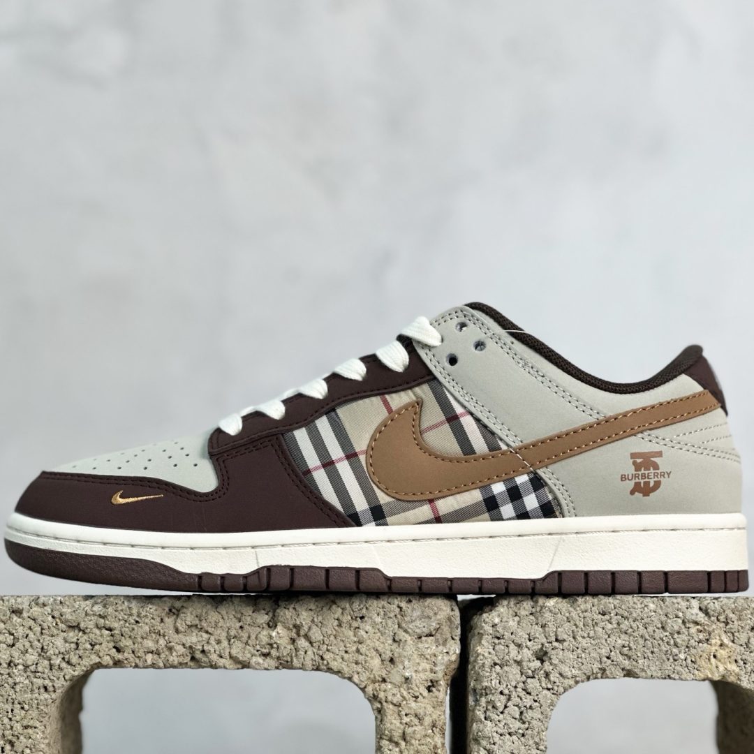 Burberry x Nike SB Dunk Low joint Brown Khaki plaid