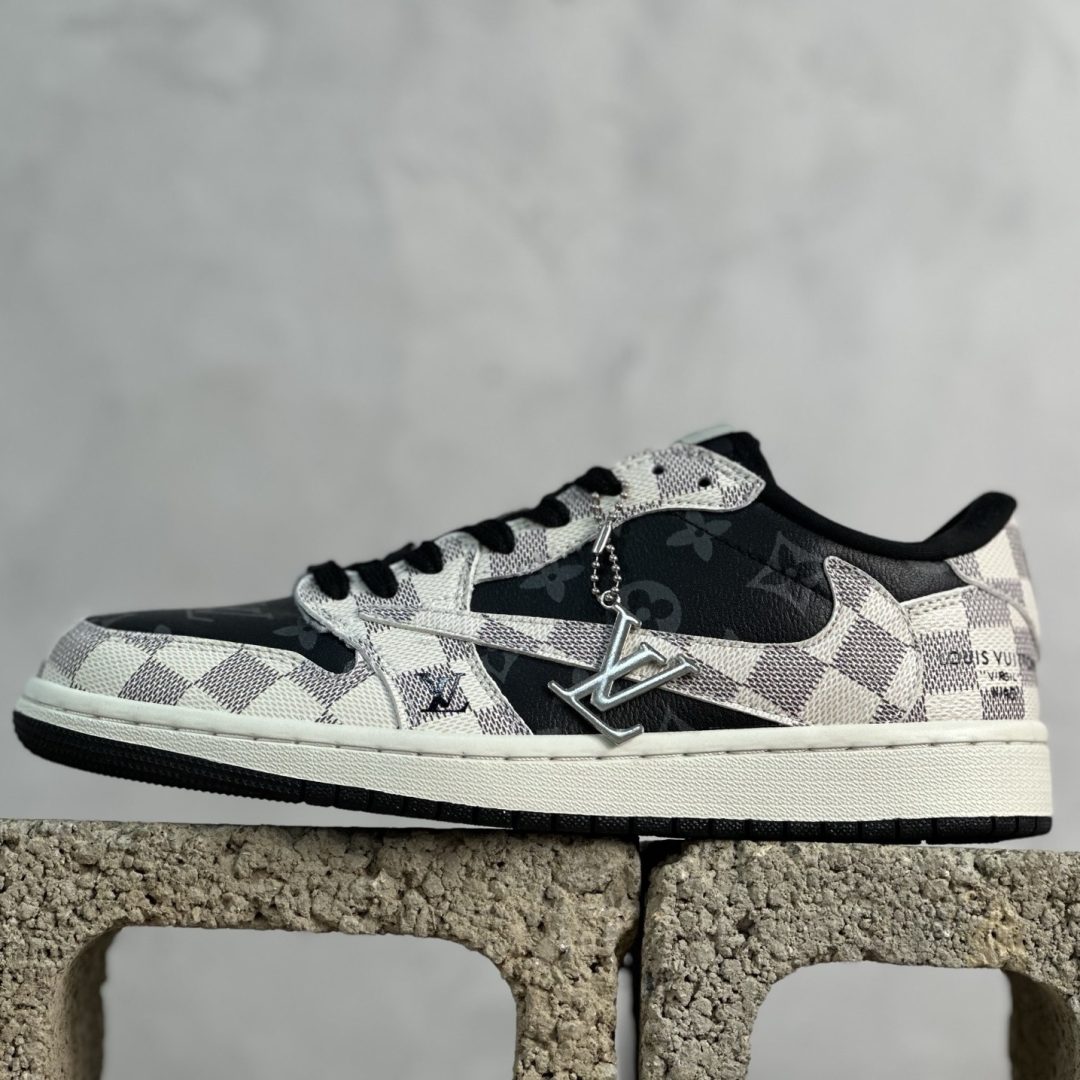 Travis Scott x Fragment Design x Air Jordan 1 Low OG SP Plaid Mist Gray